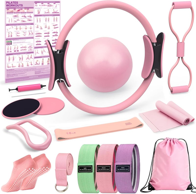 LarFaFa Pilates Kit for Home Workouts, Pilates Equipment Ring and Ball Set, Pilates Essentials Kit for Women, Home Pilates Workout Kit, Pilates Set, Pilates Starter Kit for Women at Gym Studio Travel - Image 1